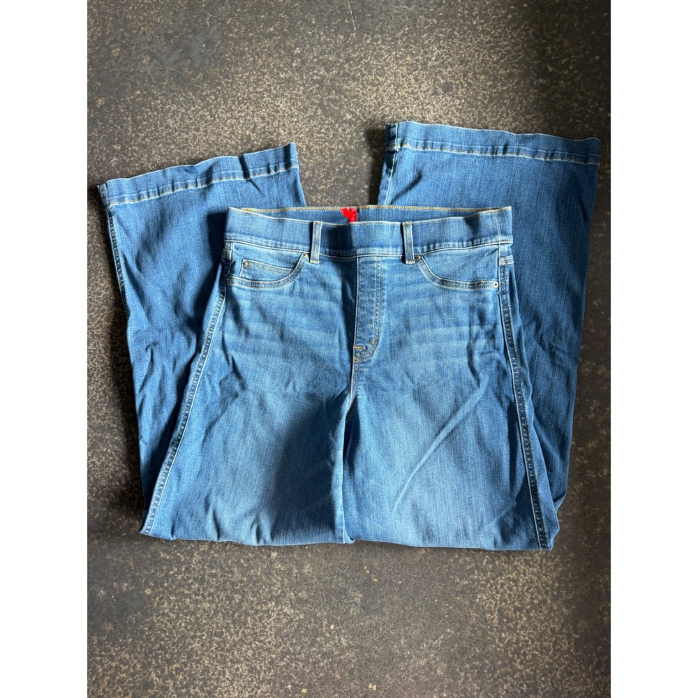 Spanx Shape Everywhere Flare Jeans Women XL Blue Pull On Stretch High Rise - Picture 3 of 11
